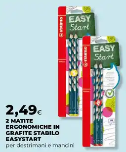 Ipercoop 2 matite ergonomiche in grafite stabilo EASYSTART offerta
