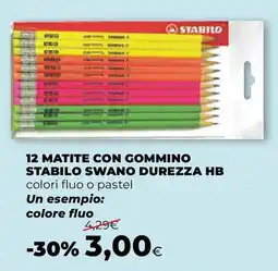 Ipercoop 12 matite con gommino stabilo swano durezza HB offerta
