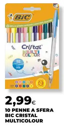 Ipercoop 10 penne a sfera BIC cristal multicolour offerta
