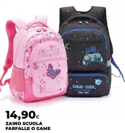 Ipercoop Zaino scuola farfalle o game offerta