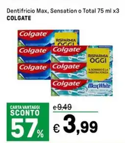 Iper La Grande Dentifricio Max, Sensation o Total COLGATE offerta