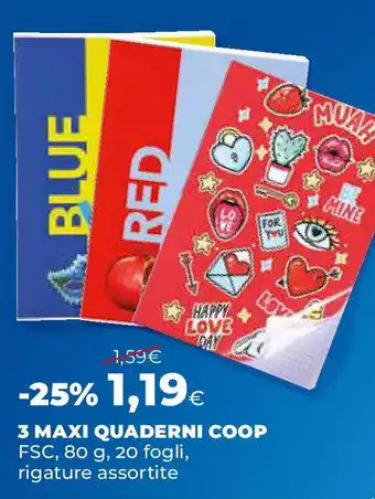 Ipercoop 3 maxi quaderni COOP offerta
