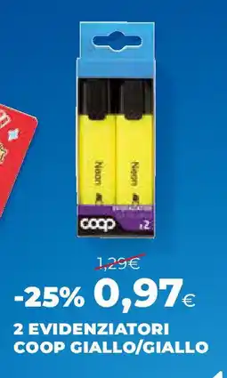 Ipercoop 2 evidenziatori coop giallo/giallo offerta