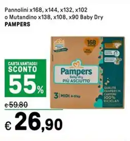 Iper La Grande Pannolini x168, x144, x132, x102 o Mutandino x138, x108, x90 Baby Dry PAMPERS offerta
