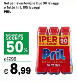 Iper La Grande Gel per lavastoviglie Duo 90 lavaggi o Tutto in 1, 105 lavaggi PRIL offerta