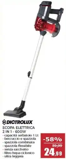 Happy Casa DICTROLUX Scopa elettrica 2 in 1 600W offerta