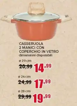 Happy Casa Casseruola 2 manici con coperchio in vetro offerta
