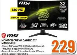 Expert msi MONITOR CURVO GAMING 32" MAG325CQF offerta