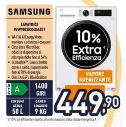 Iper La Grande SAMSUNG LAVATRICE WW90CGC04DAEET offerta