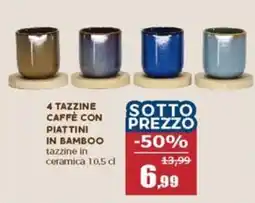 Happy Casa 4 tazzine caffè con piattini in bamboo offerta