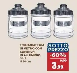 Happy Casa Tris barattoli sotto in vetro con coperchi in alluminio offerta