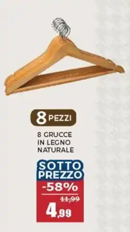 Happy Casa 8 grucce in legno naturale offerta