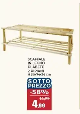 Happy Casa Scaffale in legno di abete 2 ripiani offerta