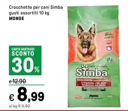 Iper La Grande Crocchette per cani Simba gusti assortiti MONGE offerta