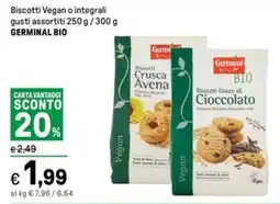 Iper La Grande Biscotti Vegan o integrali gusti assortiti GERMINAL BIO offerta