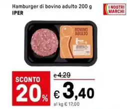 Iper La Grande Hamburger di bovino adulto IPER offerta