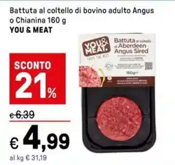 Iper La Grande Battuta al coltello di bovino adulto Angus o Chianina YOU & MEAT offerta