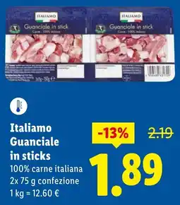 Lidl Italiamo Guanciale in sticks offerta