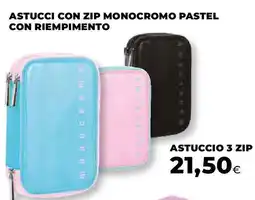 Extracoop Astucci con zip monocromo pastel con riempimento astuccio 3 zip offerta