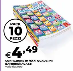 Extracoop Confezione 10 maxi quaderni BAMBINI / RAGAZZI varie rigature 10 pezzi offerta