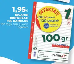 Extracoop RICAMBI RINFORZATI FSC RAMBLOC 100 fogli varie rigature offerta