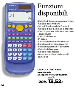 Extracoop Calcolatrici CASIO Un esempio: fx-55plus oltre 240 funzioni offerta