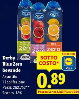 Lidl Derby Blue Zero bevande offerta