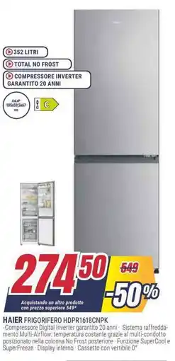 Trony HAIER FRIGORIFERO HDPR1618CNPK offerta