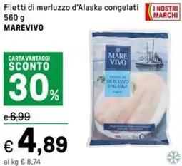 Iper La Grande Filetti di merluzzo d'Alaska congelati MAREVIVO offerta