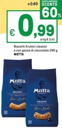 Iper La Grande Biscotti Krumiri classici o con gocce di cioccolato MOTTA offerta