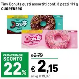 Iper La Grande Tiny Donuts gusti assortiti conf. 3 pezzi CUORENERO offerta