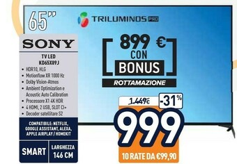 Unieuro Tv led kd65x89j offerta