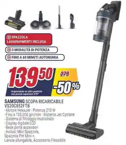 Trony SAMSUNG SCOPA RICARICABILE VS20C852FTB offerta