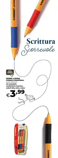 Extracoop Penne a sfera stabilo pointball colori assortiti Un esempio: confezione 3 penne, colori: blu, nero, rosso offerta