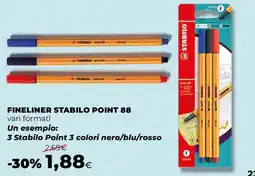 Extracoop Fineliner stabilo point 88 vari formati Un esempio: 3 Stabilo Point 3 colori nero/blu/rosso offerta