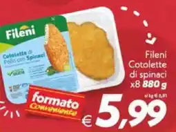 Iper Super Conveniente Fileni Cotolette di spinaci x8 offerta