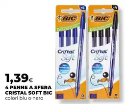 Extracoop 4 penne a sfera cristal Soft BIC colori blu o nero offerta
