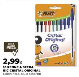 Extracoop 10 penne a sfera BIC CRISTAL ORIGINAL colori nero, blu o assortiti offerta