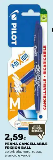 Extracoop Penna cancellabile FRIXION BALL colori: blu, nero, rosso, arancio e verde offerta