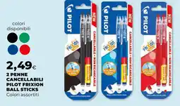 Extracoop 2 penne cancellabili PILOT FRIXION ball sticks colori assortiti offerta