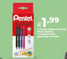 Extracoop 4 penne sfera scatto wow pentel + correttore bianchetto mini offerta