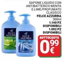 Supermercati Gulliver Sapone liquido con antibatterico menta e lime/profumato classico FELCE AZZURRA offerta