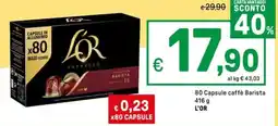 Iper La Grande 80 Capsule caffè Barista L'OR offerta