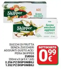 Supermercati Gulliver Succhi di frutta senza zuccheri aggiunti gusto ace/ pera skipper ZUEGG offerta