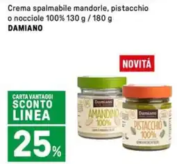 Iper La Grande Crema spalmabile mandorle, pistacchio o nocciole 100% DAMIANO offerta