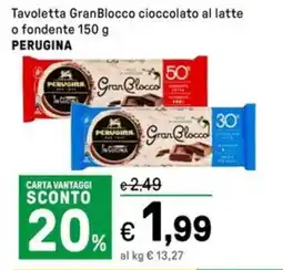 Iper La Grande Tavoletta GranBlocco cioccolato al latte o fondente PERUGINA offerta