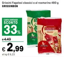 Iper La Grande Grissini Fagolosi classici o al rosmarino GRISSINBON offerta