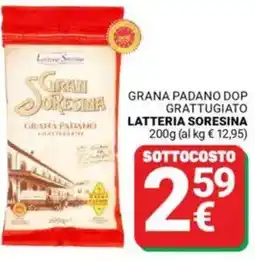Supermercati Gulliver Grana padano dop grattugiato LATTERIA SORESINA offerta