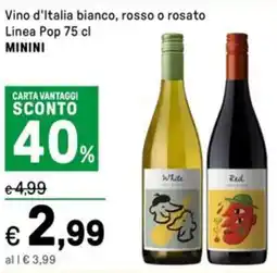 Iper La Grande Vino d'Italia bianco, rosso o rosato Linea Pop MININI offerta