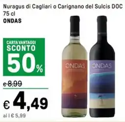 Iper La Grande Nuragus di Cagliari o Carignano del Sulcis DOC ONDAS offerta